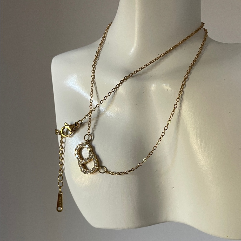 Gold Crystal Infinity Pendant Necklace - Women Jewelry